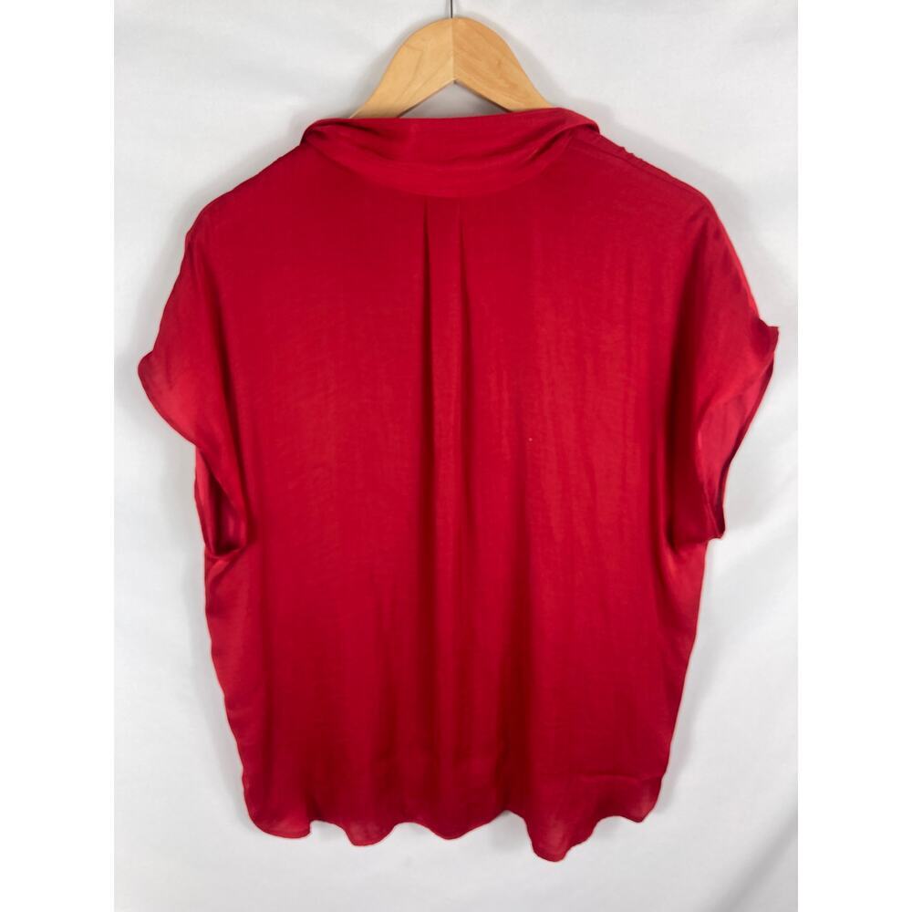 Nine west Satin Cap Sleeve Red Button Up Blouse Size XXL - Picture 4 of 4
